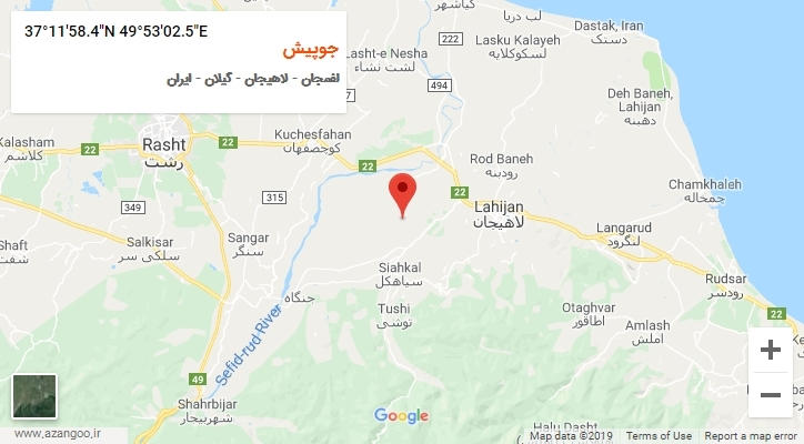 روستای جوپیش بر روی نقشه