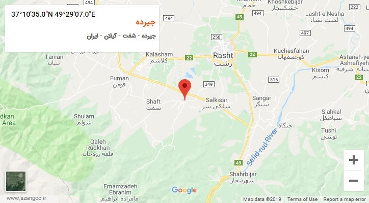 روستای جیرده بر روی نقشه