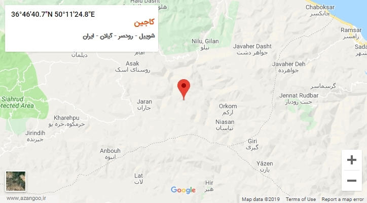 روستای کاجین بر روی نقشه
