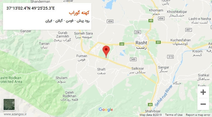 روستای کهنه گوراب بر روی نقشه