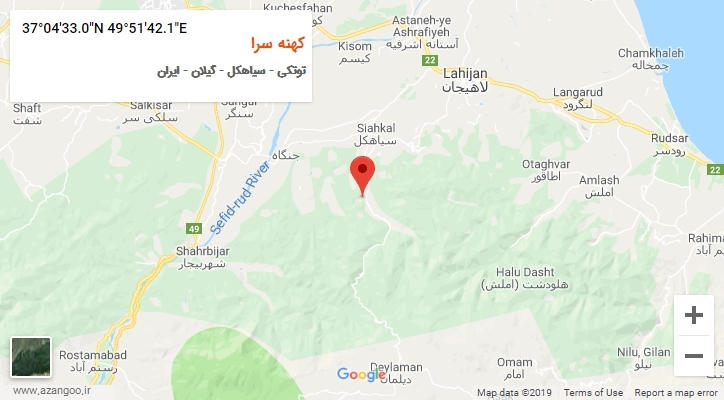 روستای کهنه سرا بر روی نقشه