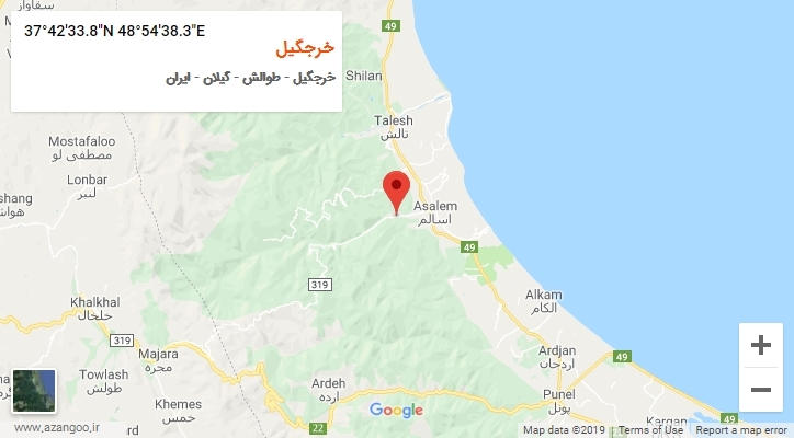 روستای خرجگیل بر روی نقشه