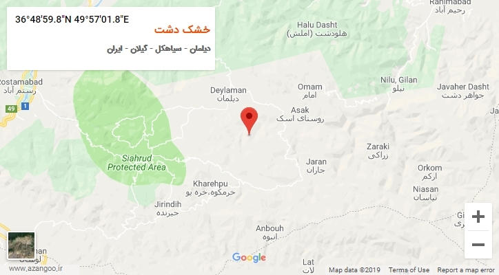 روستای خشک دشت بر روی نقشه