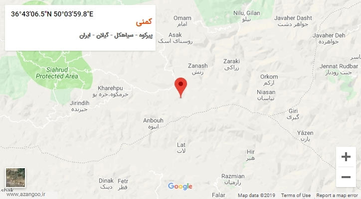 روستای کمنی بر روی نقشه