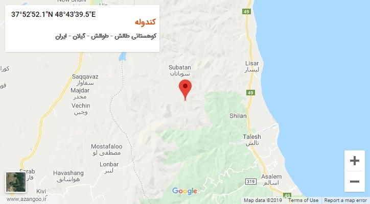 روستای کندوله بر روی نقشه