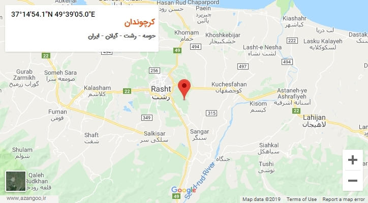 روستای کرچوندان بر روی نقشه