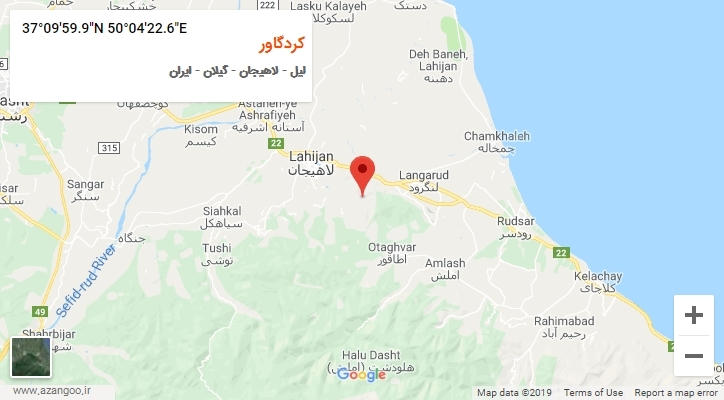 روستای کردگاور بر روی نقشه