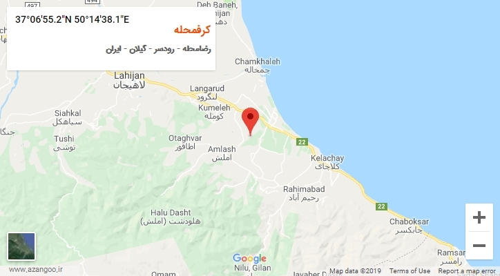 روستای کرفمحله بر روی نقشه