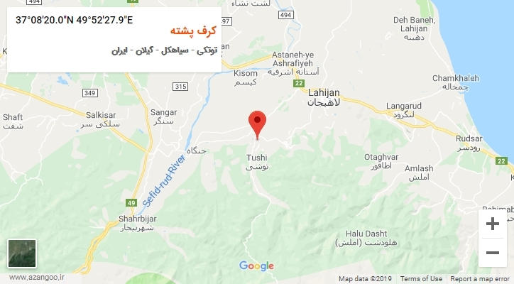 روستای کرف پشته بر روی نقشه