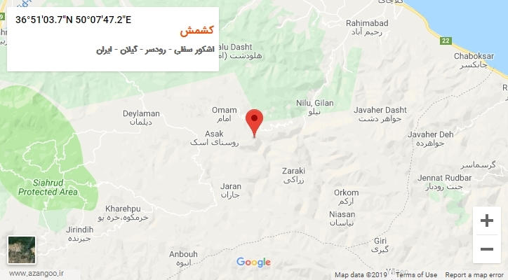 روستای کشمش بر روی نقشه