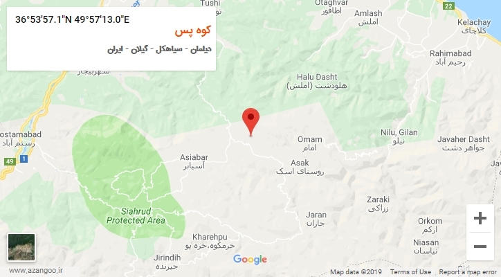روستای کوه پس بر روی نقشه