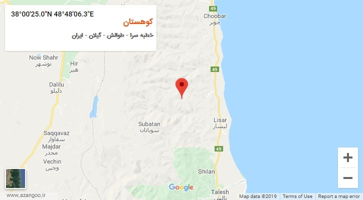 روستای کوهستان بر روی نقشه