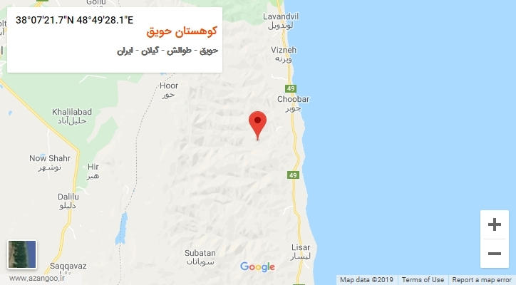 روستای کوهستان حویق بر روی نقشه