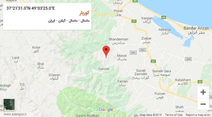 روستای کوربار بر روی نقشه