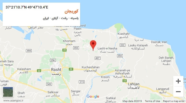 روستای کوریجان بر روی نقشه
