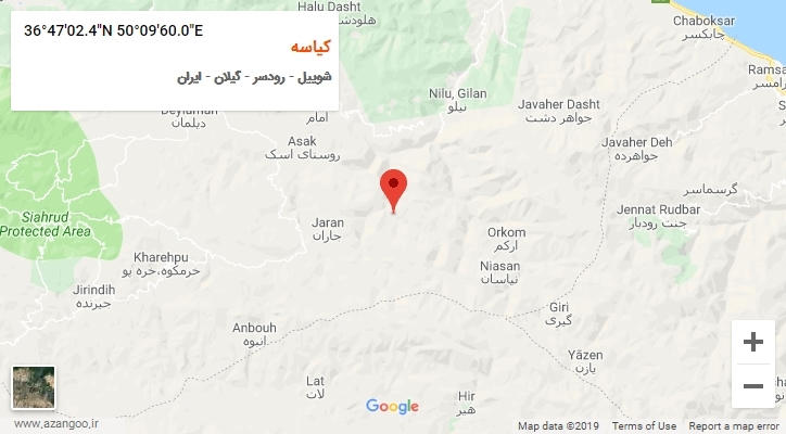 روستای کیاسه بر روی نقشه