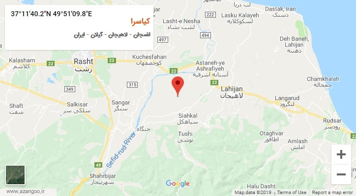 روستای کیاسرا بر روی نقشه