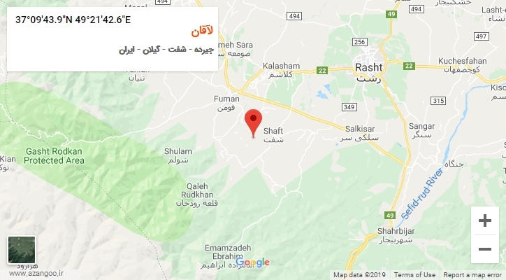 روستای لآقان بر روی نقشه