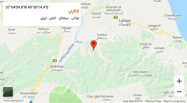 روستای لاکاران بر روی نقشه