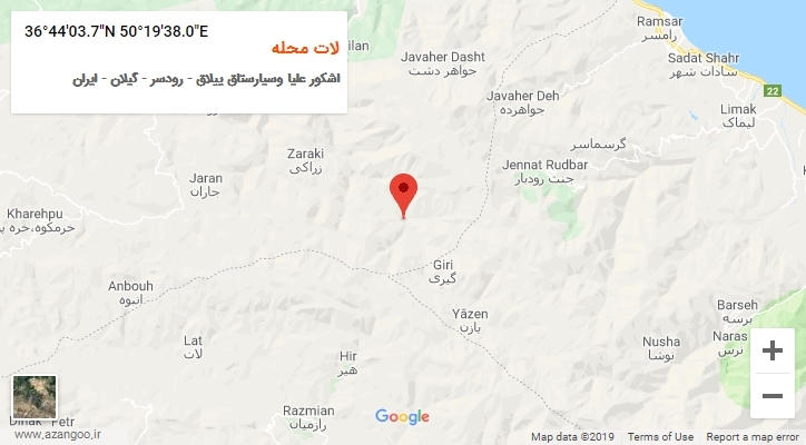 روستای لات محله بر روی نقشه