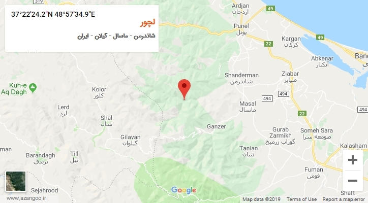 روستای لچور بر روی نقشه