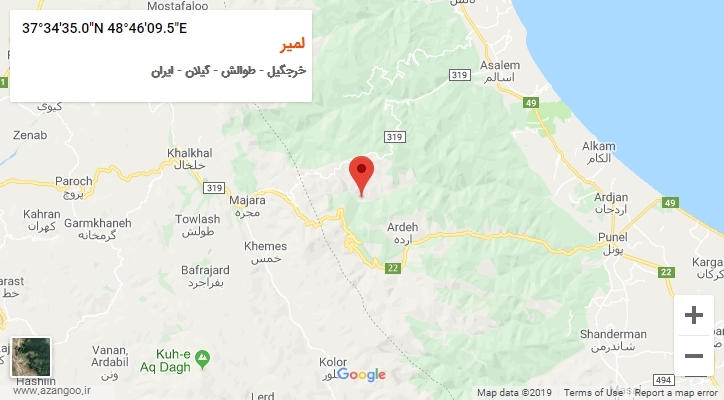 روستای لمیر بر روی نقشه