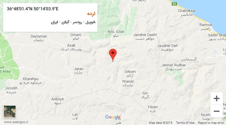 روستای لرده بر روی نقشه