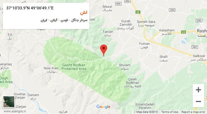 روستای لش بر روی نقشه