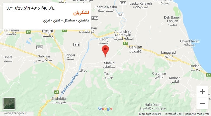 روستای لشکریان بر روی نقشه