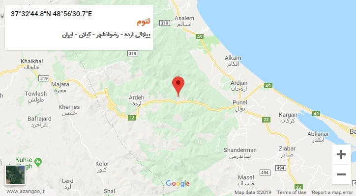 روستای لتوم بر روی نقشه