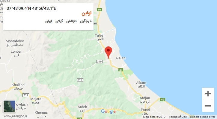 روستای لوابن بر روی نقشه