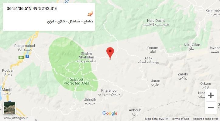 روستای لور بر روی نقشه
