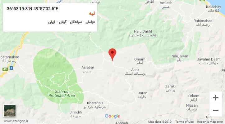روستای لیه بر روی نقشه