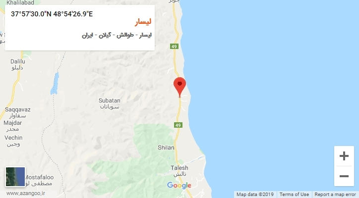 روستای لیسار بر روی نقشه