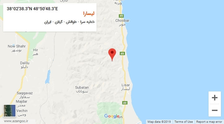 روستای لیسارا بر روی نقشه