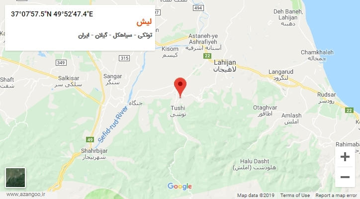 روستای لیش بر روی نقشه