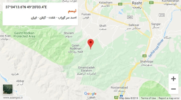 روستای لیسم بر روی نقشه