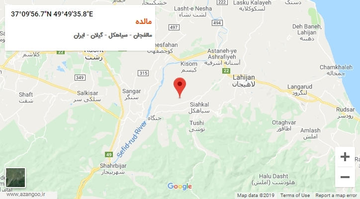 روستای مالده بر روی نقشه