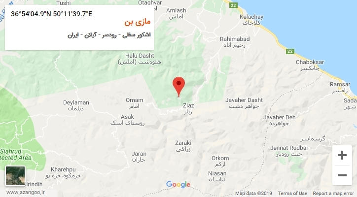 روستای مازی بن بر روی نقشه