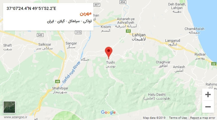 روستای مهربن بر روی نقشه