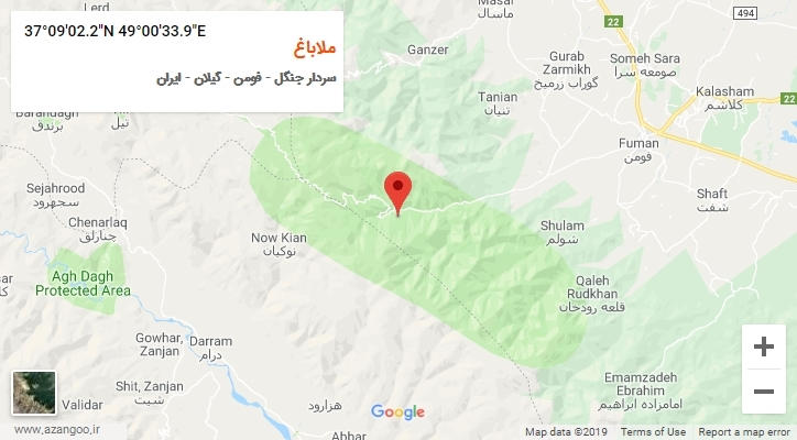 روستای ملاباغ بر روی نقشه