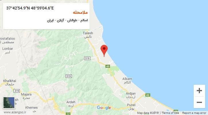 روستای ملامحله بر روی نقشه