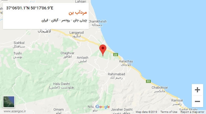 روستای مردآب بن بر روی نقشه