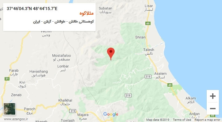 روستای مثلاکوه بر روی نقشه