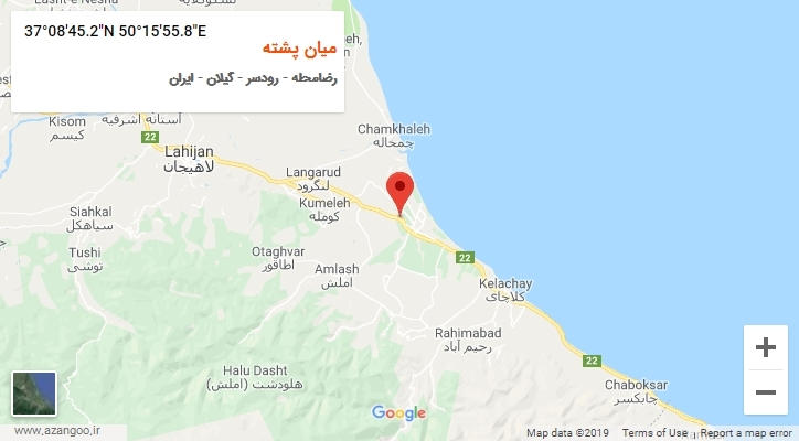 روستای میان پشته بر روی نقشه