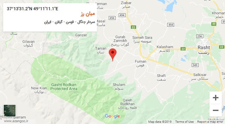 روستای میان رز بر روی نقشه