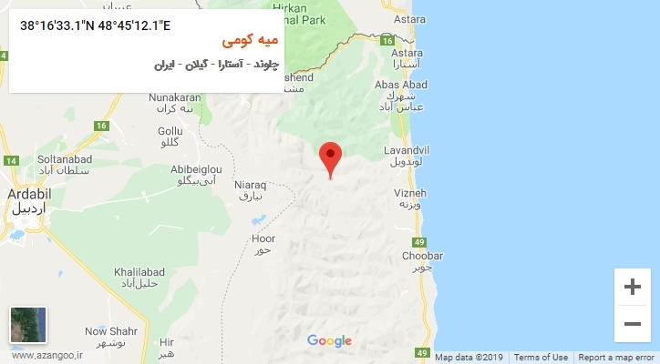 روستای میه کومی بر روی نقشه