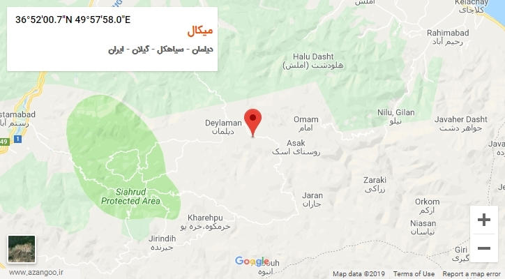 روستای میکال بر روی نقشه