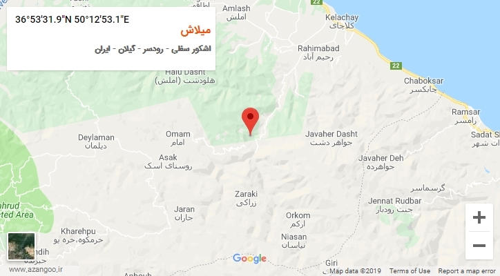 روستای میلاش بر روی نقشه