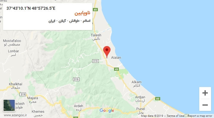 روستای ناوپایین بر روی نقشه